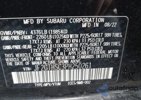 2023 Subaru Crosstrek Sport from USA, damaged, VIN JF2GTHSC3PH250261